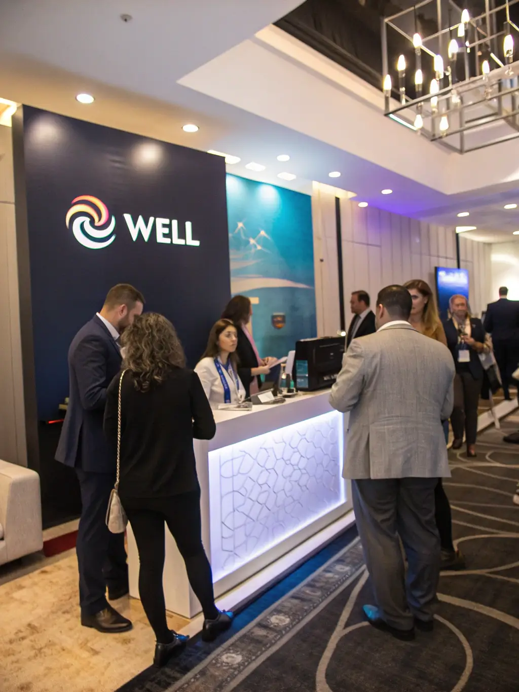 A photograph of a sponsor's booth at a fastforward.site conference, highlighting the booth's design and engagement with attendees.